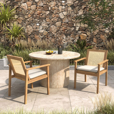 Chaise de salle à manger d'extérieur avec coussin (ensemble de 2)