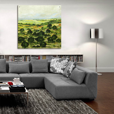  «Broom Croft» par Allan Friedlander, art mural en verre acrylique, 36 po x 36 po