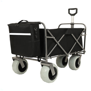Beach Wagon With Big Wheels For Sand 500Lbs Capacity - All Terrain Steel Frame Utility Cart With 9" Pneumatic Tires, Collapsible Folding Design ,Strap With Multiuse Bag