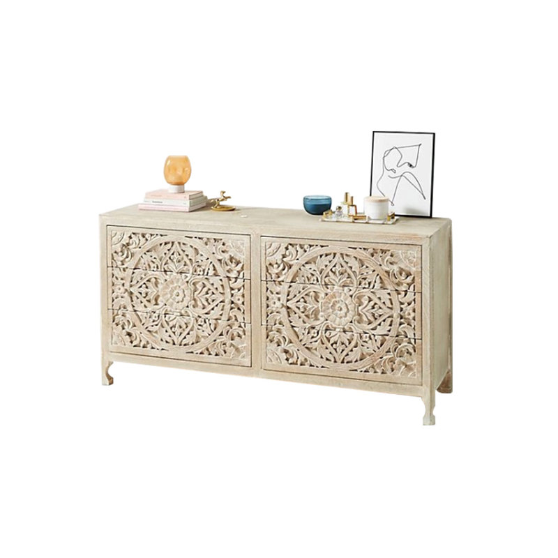 Armoire d'appoint légère et luxueuse de style français rétro, Brun orangé
