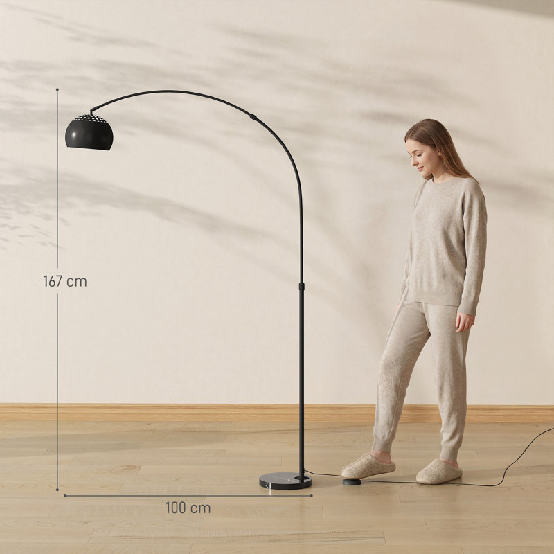 167cm Painted Arched Floor Lamp, Black