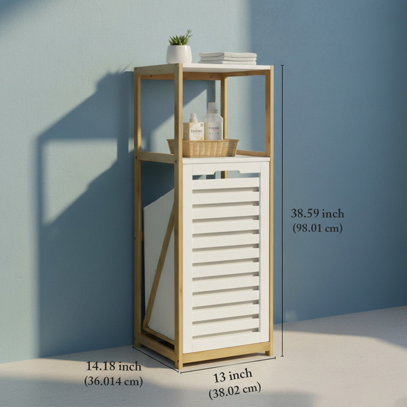 Panier à linge en bambou Dec tablette avec tablette - Rangement pour salle de bain