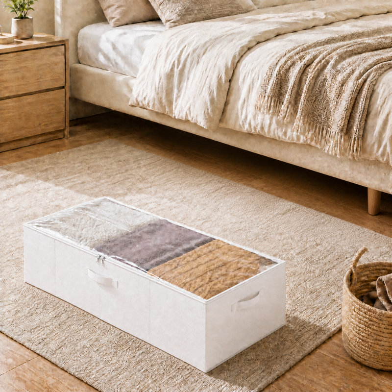 Ensemble de 3 contenants de rangement sous le lit de 10 po de hauteur, grands bacs de rangement avec couvercles pour le rangement de la chambre à coucher, du placard, du dortoir et des couvertures
