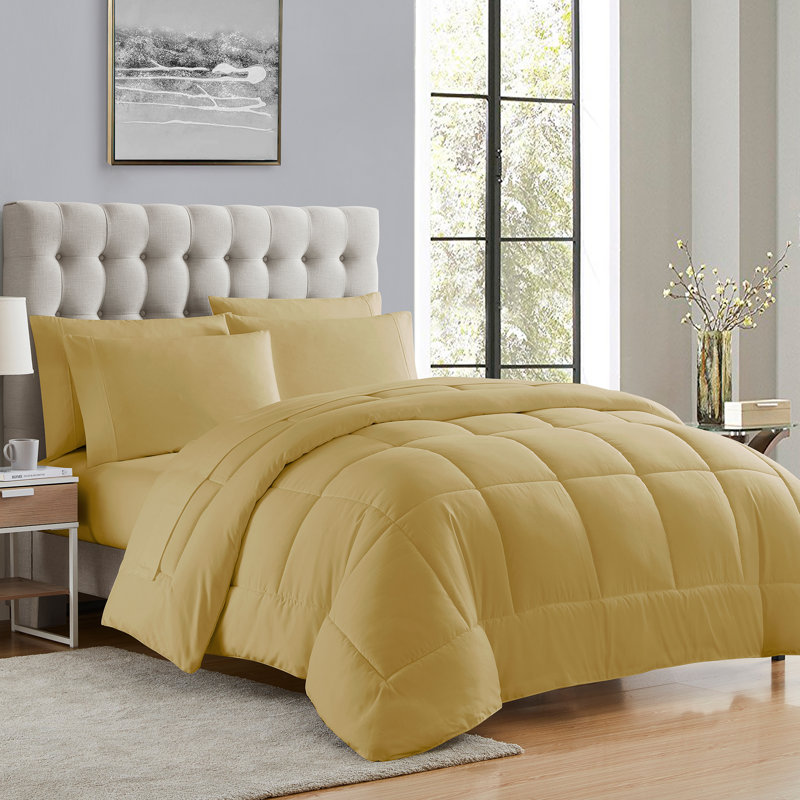 Ensemble d'édredon et de draps de couleur unie toutes saisons pour lit dans un sac 5 pièces / 7 pièces par Sweet Home Collection