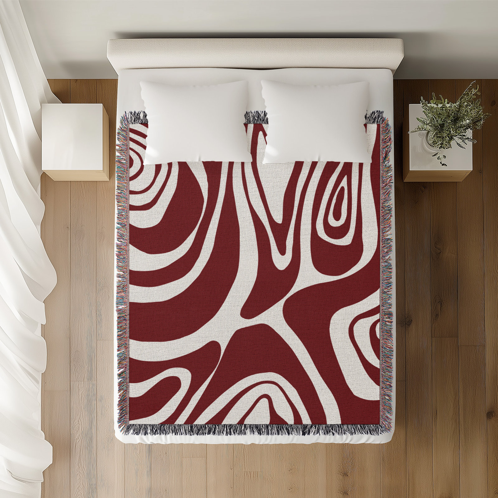 Kayle Cotton Throw Blanket, 50" x 60" – Throw, Navy Red