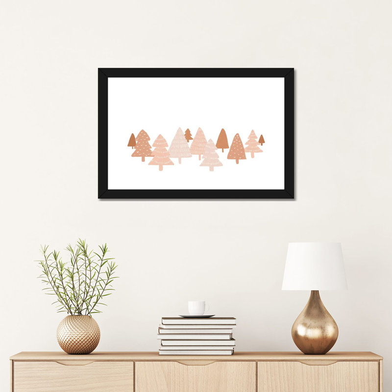 "Blush Winter Trees" par Orara studio, reproduction d’art, Papier encadré noir, Blanc, H 16 po x l 24 po x P 1 po
