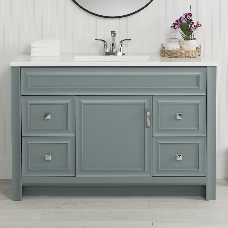 Meuble-lavabo simple avec plateau Nimay 48,5 po, Vert