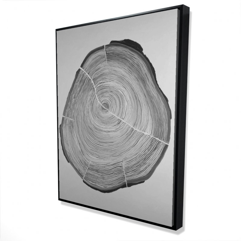 Grayscale Wood Log Print On Canvas
