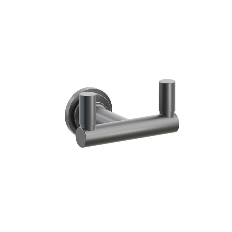 Emtek Select Double Hook w/ Step Disc Rosette, Round Stem & Smooth Tip, Oil Rubbed Bronze