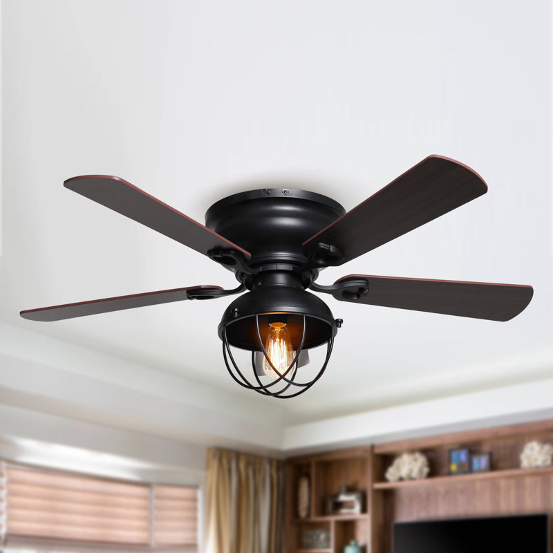 Ventilateur de plafond encastré à 5 pales de 42 po avec télécommande et ensemble d'éclairage inclus Pickard