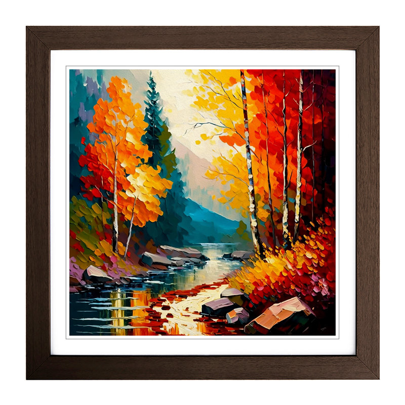 Landscape Palette Knife No.1 - Framed Print, Walnut
