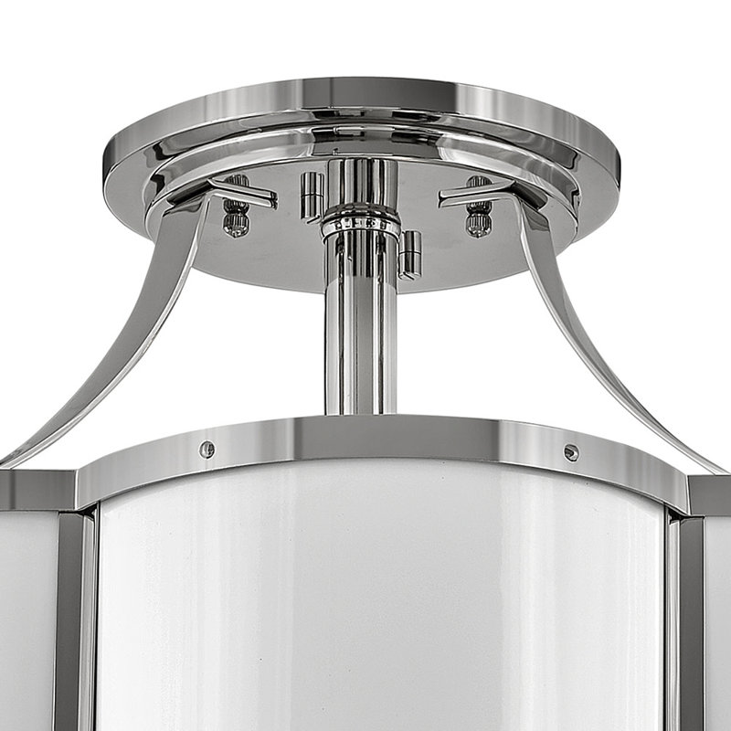 Chance 3-Light Semi-Flush Mount Ceiling Light w/ Etched Lens, Polished Nickel