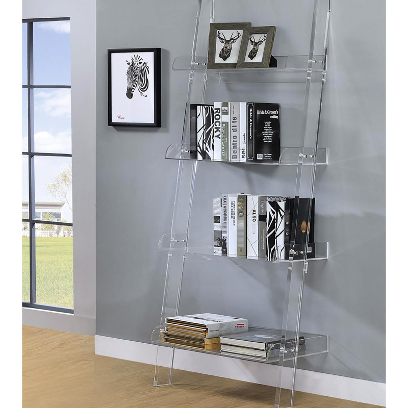 Bibliothèque contemporaine en acrylique transparent Office - 4 tablettes pour bureau
