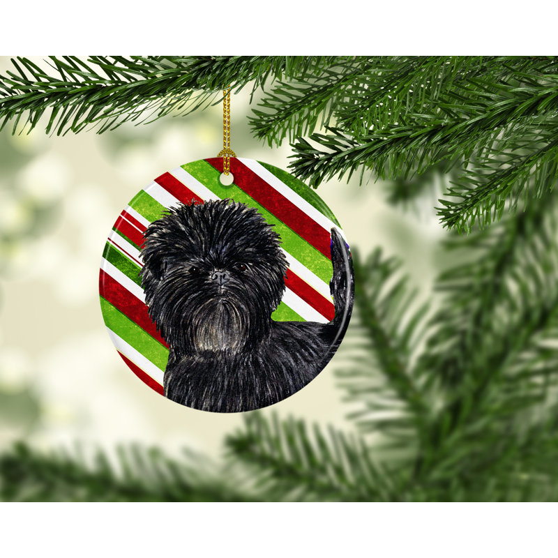 Ornement figurine suspendu en céramique de noël affenpinscher