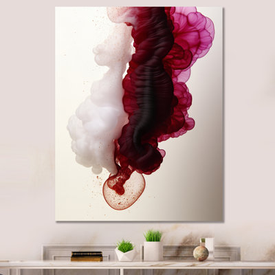 Exquisite Fluidity Magenta Ink Clouds - Abstract Painting Canvas Wall Art