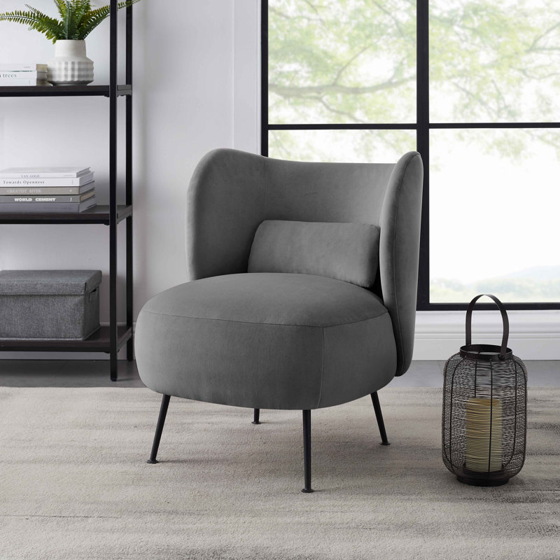 Emiline 61Cm Wide Barrel Chair, Grey Velvet