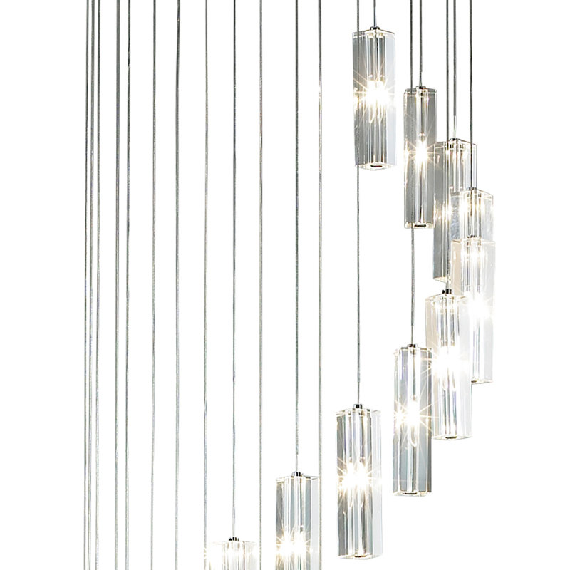 Sybil 20 - Light Polished Chrome LED Cluster Pendant, 200cm H x 56cm W x 56cm D