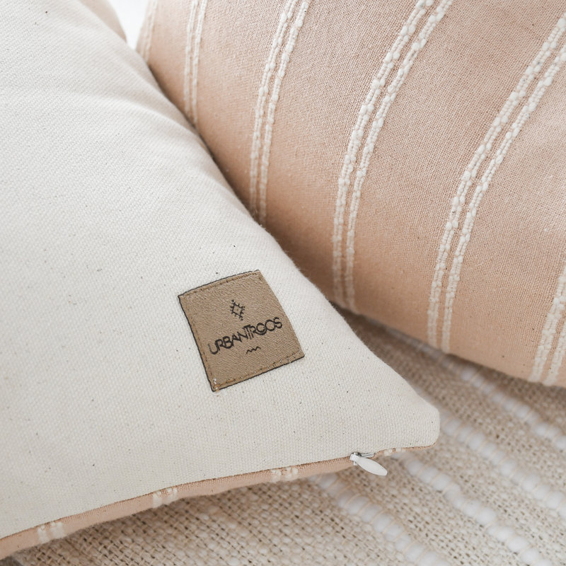 Thai PInkBeige Lumbar, Rectangle 12"H x 18"W, Pink/Beige