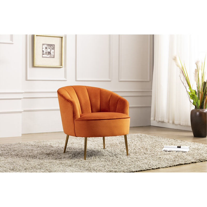 Elisa Velvet Barrel Chair, Pumpkin
