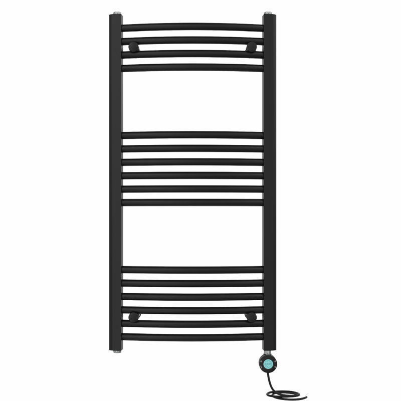 Curved Towel Rail Heated Towel Rails, 100" H x 50" W x 5.2" D, Black