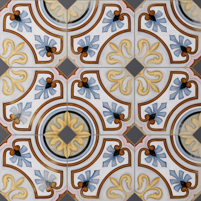 Vaudeville Octagon Deco Diglas W/Taco 7-7/8 In. X 7-7/8 In. Porcelain Floor And Wall Tile