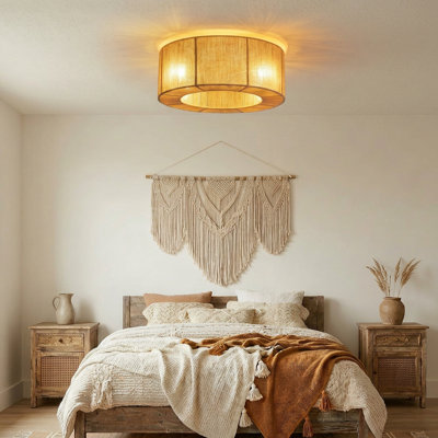 17.7" Calvino Classic Farmhouse Flush Mount Caged Ceiling Fan with Light Kit and Remote Control