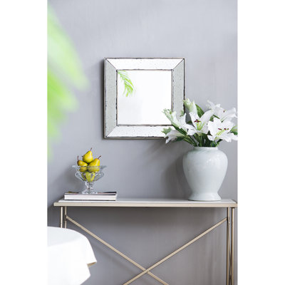 18" X Distressed Silver Entryway Standing Mirror - Traditional Framed For Living Room, Office, Bedroom, Hallway Vintage Flair Item Square Wall With Finish Entryway, Look