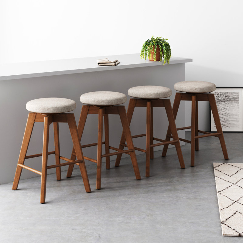 Tabouret de comptoir pivotant de 26 po, Café antique / polyester blé naturel, 4