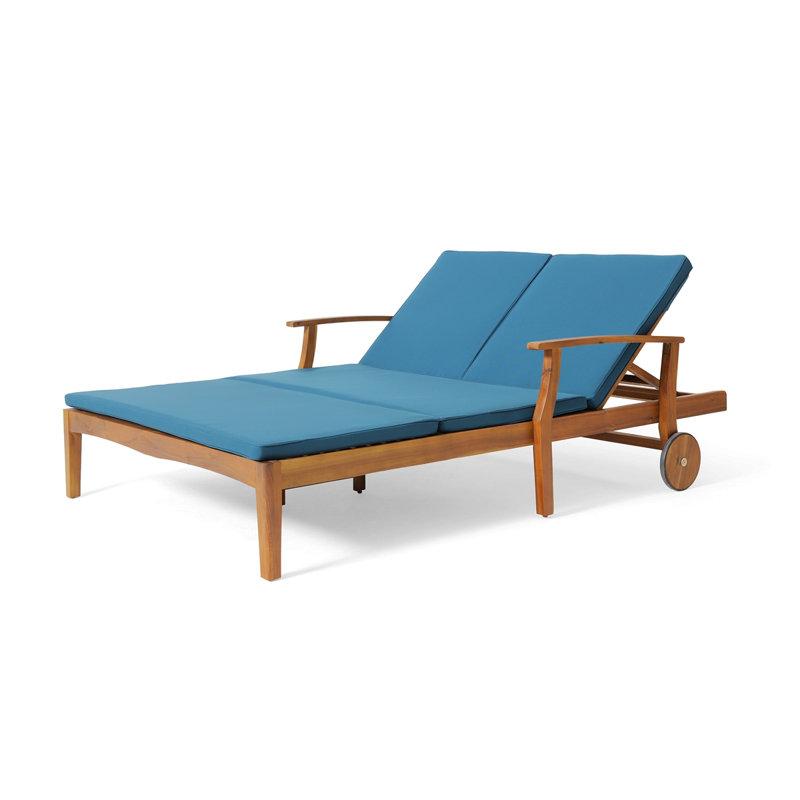 Modern Double Chaise Lounge, Navy