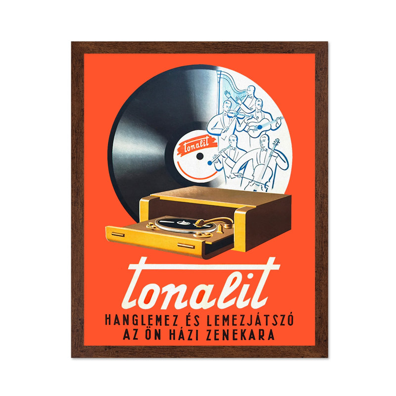 Tourne-disque Tonalit, Affiche, H 11 po x l 14 po, Encadrement brun