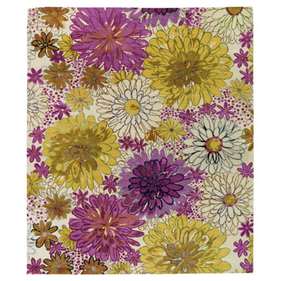 Floral Area Rug in Purple/White
