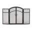Pare-étincelles moderne en fer avec portes et outils, noir mat, 50,5 po x 32 po 5,5 po et noir mat inclus, 50,5 W 32 H 5,5 P