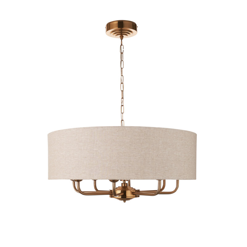 Azmoe 8-Light Chandelier finished in Vintage Brass and Natural