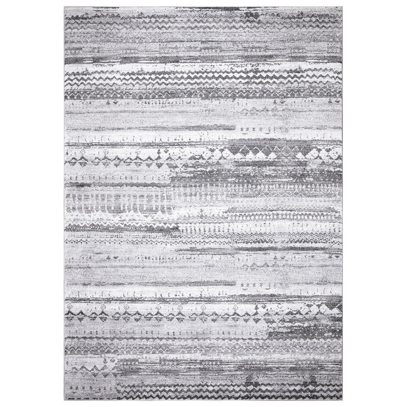 Pienza gris abstrait sans gris vieilli, Rectangle 5 pi 3 po x 7 pi 3 po