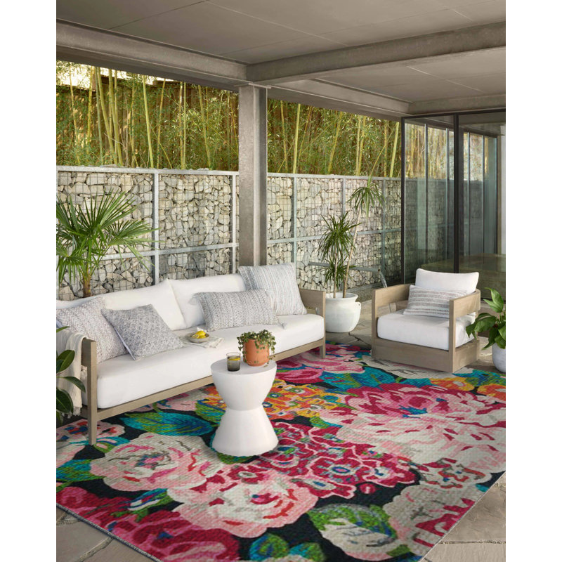 Tapis tissé coloré à motif de pivoines Floret, Tapis de couloir 3 pi 3,37 po x 9 pi 10,11 po