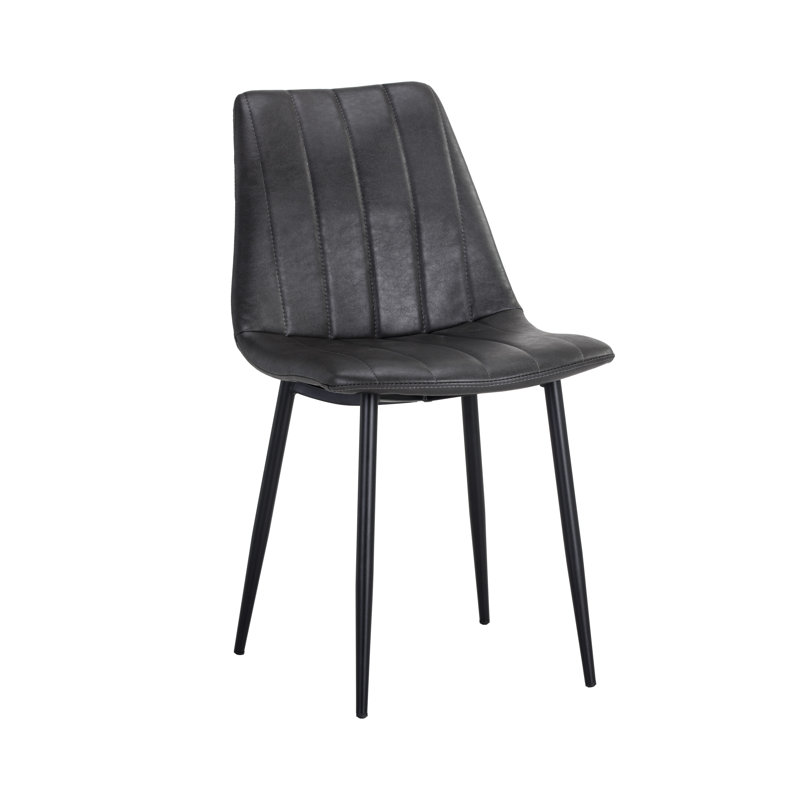 Chaise d'appoint rembourrée en similicuir H 18 po Wanetta, Similicuir brun antique