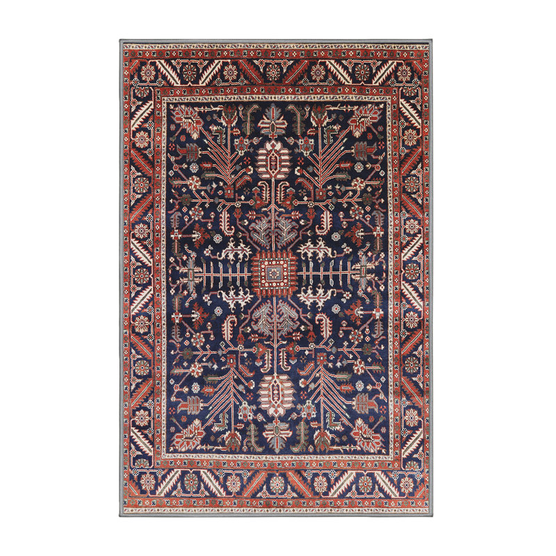 Tapis rouge / bleu Roulers, Rectangle 7 pi x 10 pi