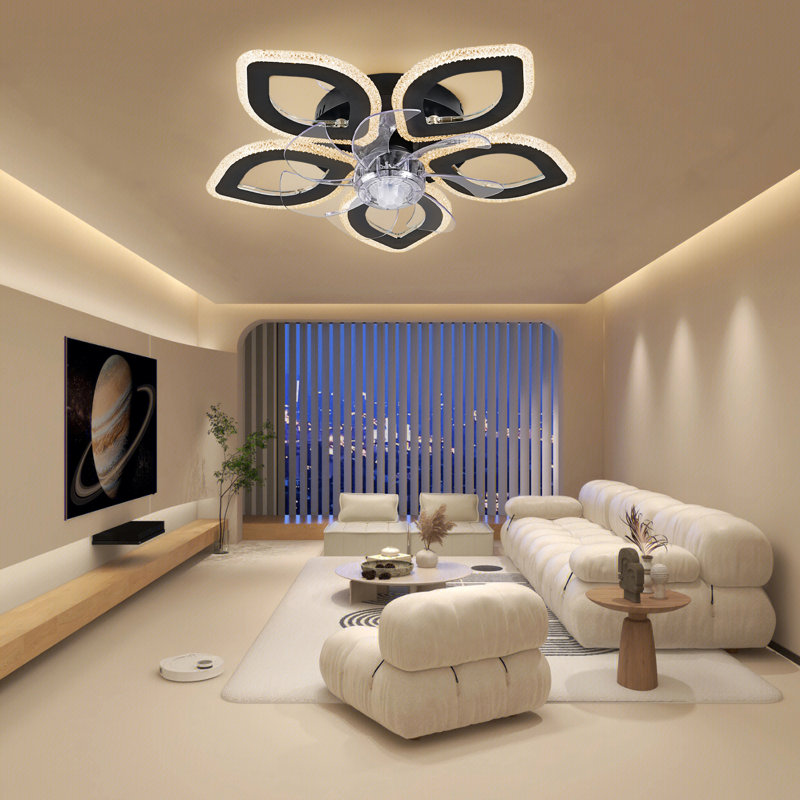 Ventilateur de plafond encastré moderne avec ensemble d'éclairage à DEL à intensité variable Lindfield