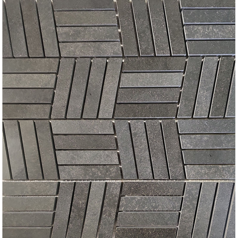 Carrelage mosaïque en marbre basalte poli