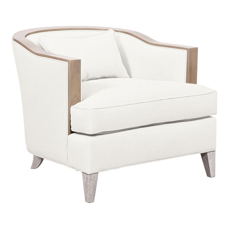 Thom Filicia Home Upholstered Barrel Chair, Dove Gray, Kennelly Snow Polyester Blend