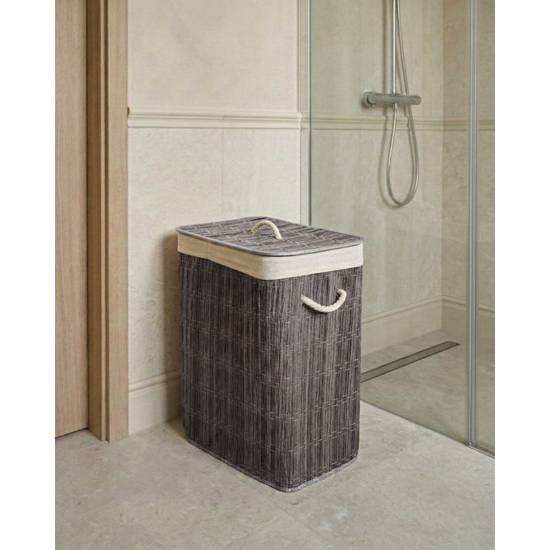 Fabric Laundry Basket, Grey, White