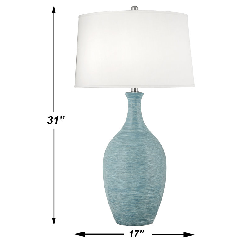 Filare 31 in. Spun Sky Blue Ceramic Table Lamp