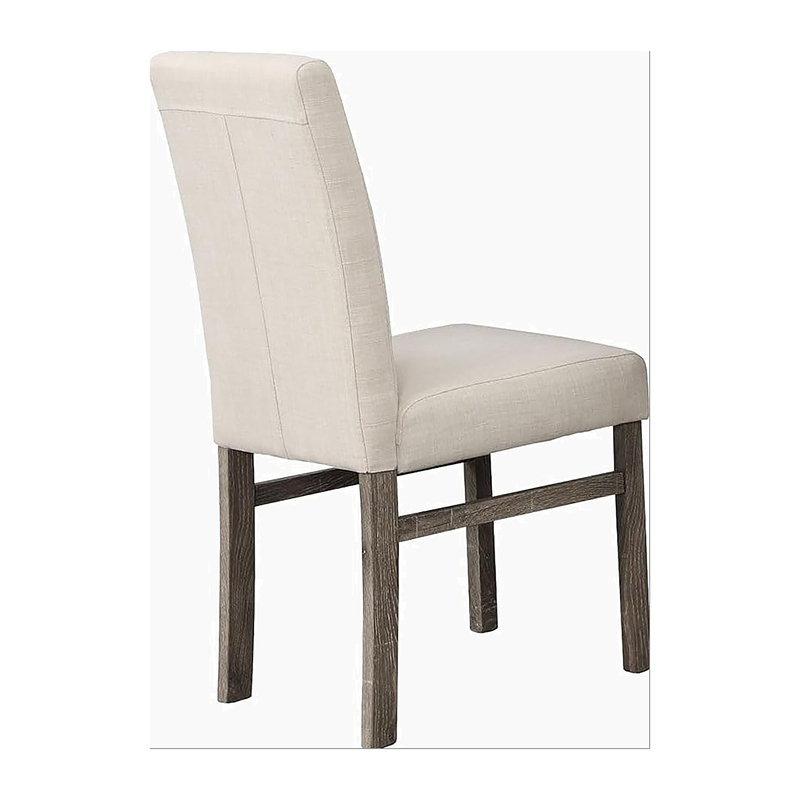 Ensemble de 2 chaises d'appoint de salle à manger transitionnelles en lin beige pour la cuisine et la salle à manger, chêne
