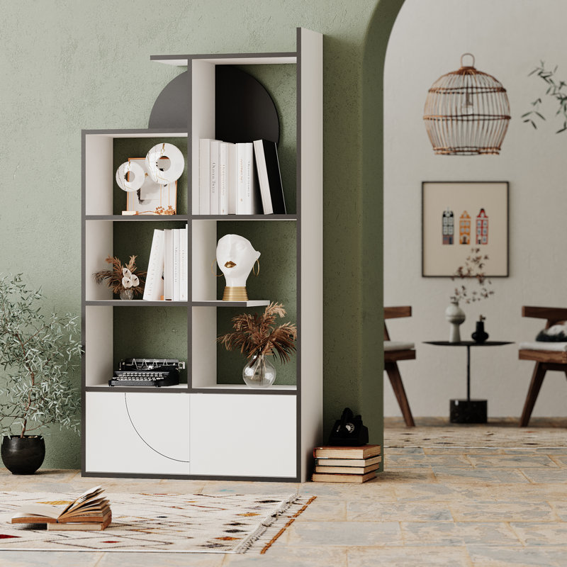 Ostara Bookcase Stylish and Functional Freestanding Storage Solution, White/Anthracite