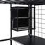 Lit mezzanine double en métal avec poste de travail intégré, garde-robe, escalier de rangement et DEL, noir (heure d’arrivée prévue: 8,18)-2036673352