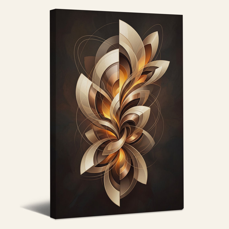 Art mural sur toile tourbillonnant or et bronze, H 30 po x l 20 po