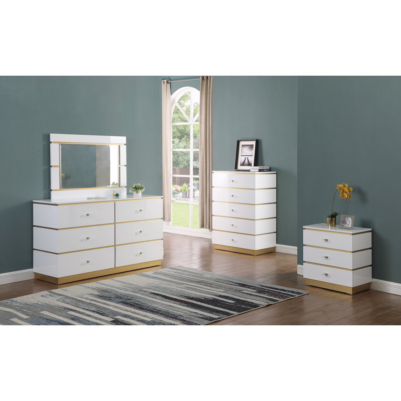 Commode à 5 tiroirs Joori, Blanc