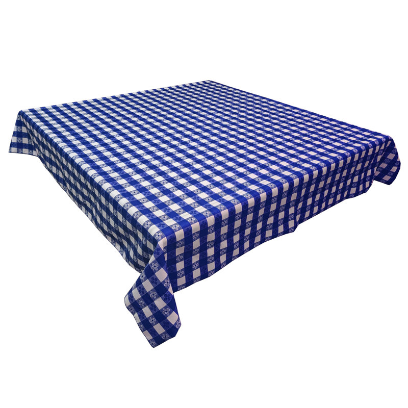 Poplin Tavern Gingham Checkered Polyester Tablecloths, 72" L x 58" W, Royal Blue