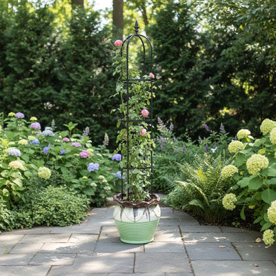 Tour à treillis de jardin en métal avec treillis de 6,3 pieds de hauteur pour support de plantes grimpantes