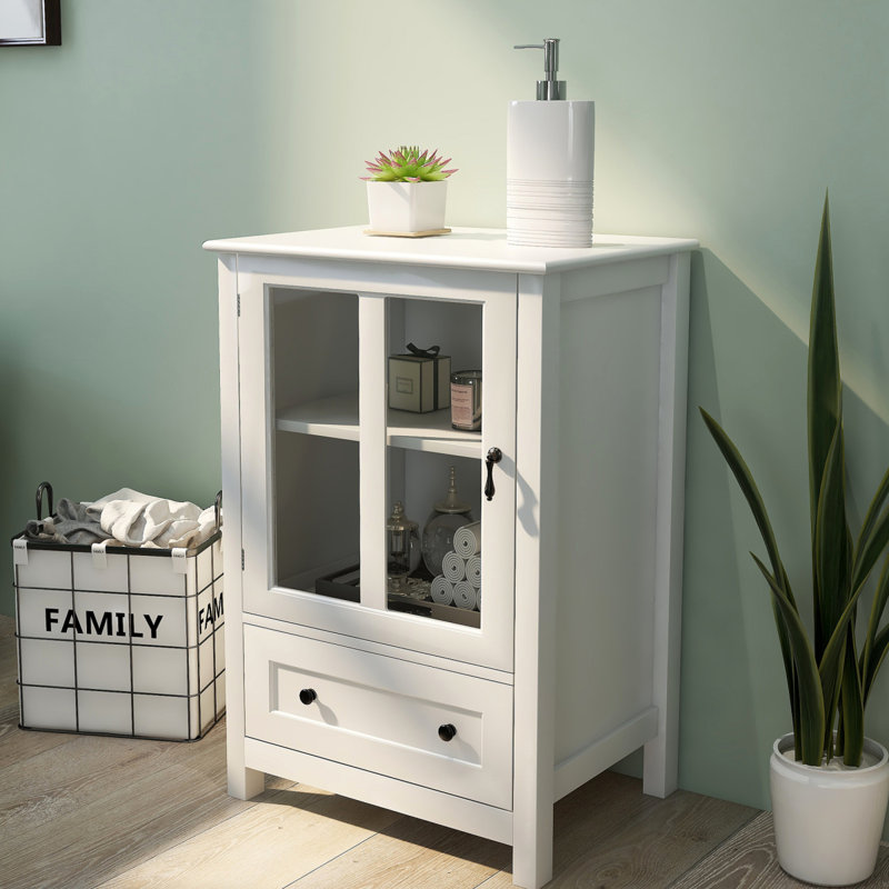 Buffet avec porte vitrée simple et poignée unique pour la salle à manger